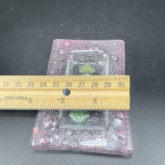 Vintage Hand Made Rectangular Trinket Dish Holder Container Plate Pink Bubbles - Picture 6 of 12
